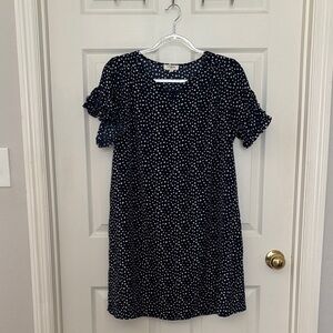 Navy Polka Dot Ruffle Sleeve Umgee Dress